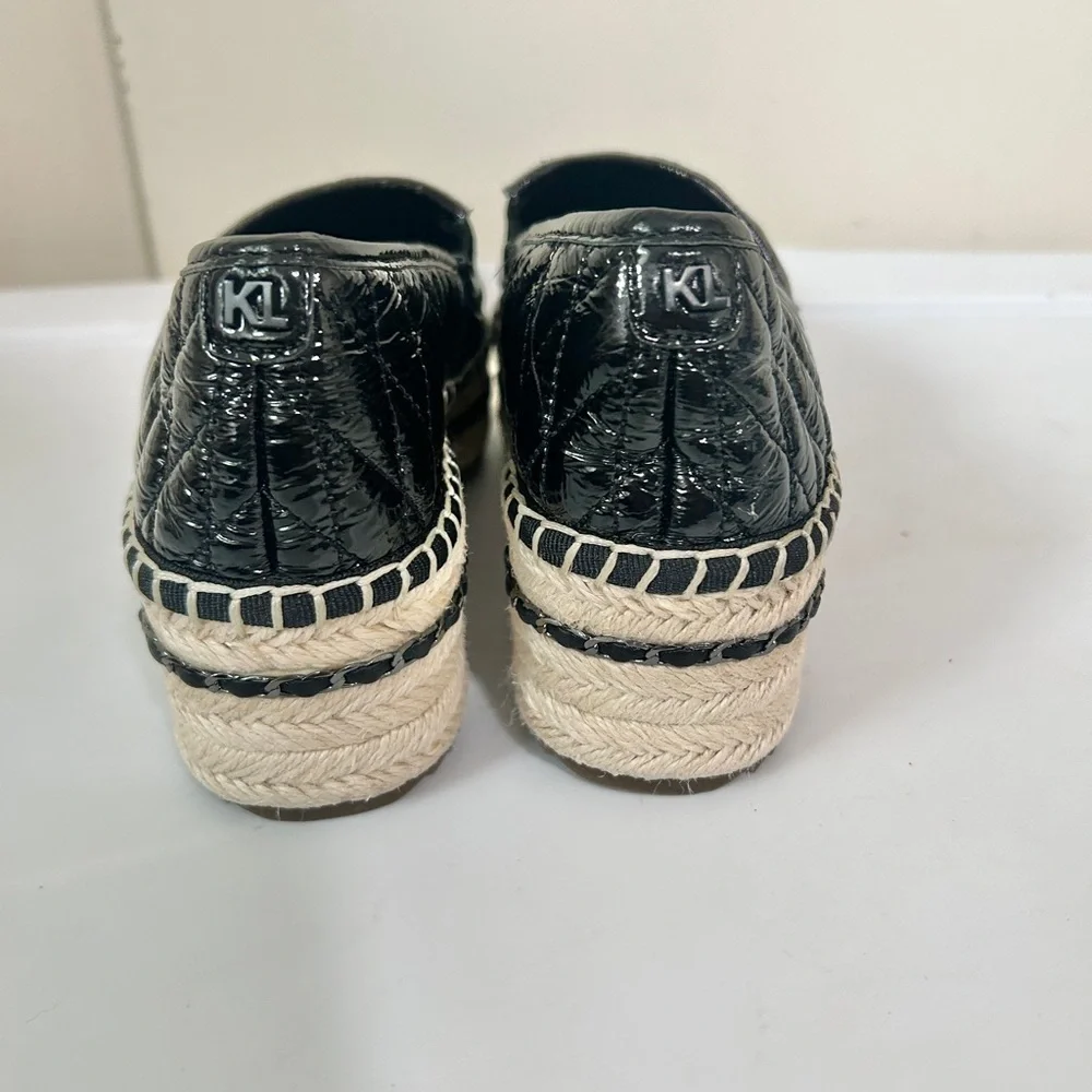Karl Lagerfeld Paris Dalia Black Quilted Platform Espadrilles